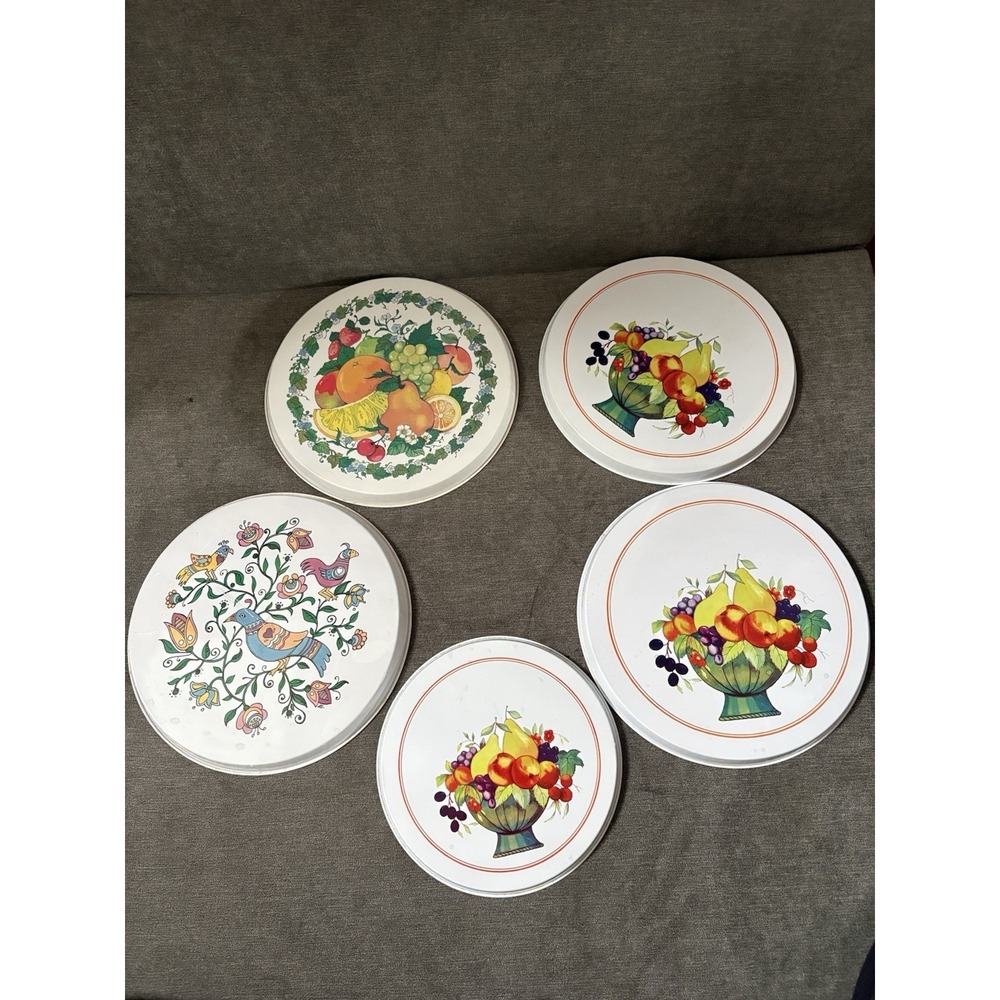 Electric Stove Burner Covers Fruit Basket 8.5" 10.5" Kitchen Granny Core Vtg